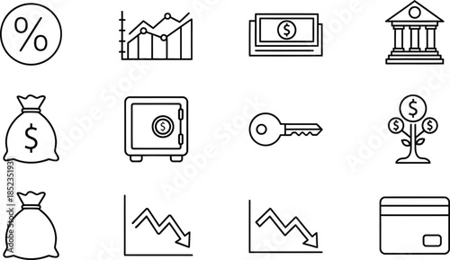 Financial and banking icons set
