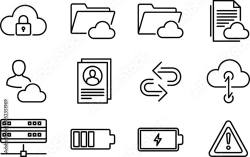 Cloud computing and data storage icons