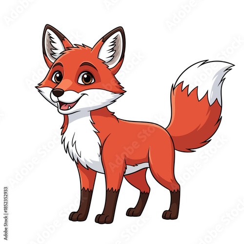 Charming cartoon fox with a friendly expression and vibrant orange fur