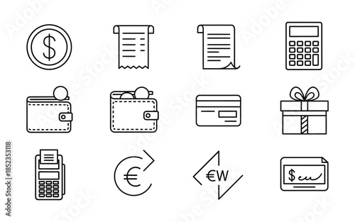 Financial and payment icons set