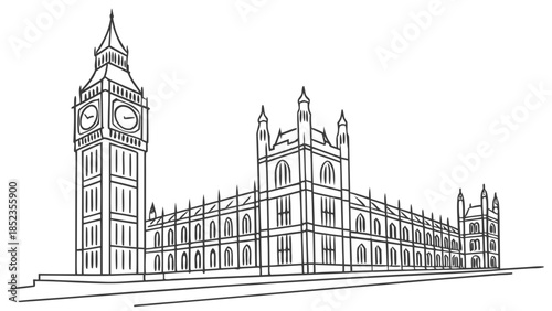 Big Ben and Houses of Parliament in London cityscape