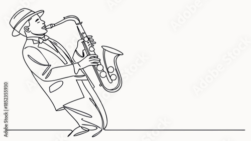 Elegant jazz musician playing saxophone with passion