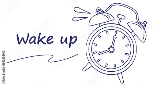 Simple alarm clock ringing with wake up message