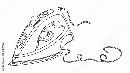 Modern electric iron with cord for household chores