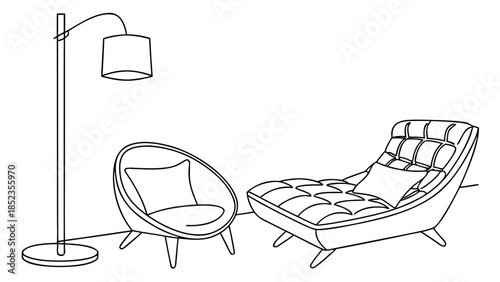 Modern living room furniture with stylish chair and sofa