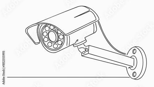 Modern security camera mounted on wall for surveillance