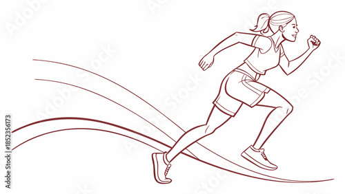 Woman in motion running with speed and determination