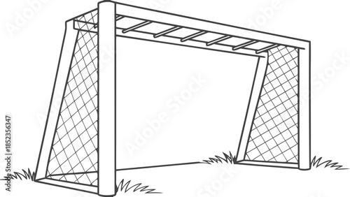 Soccer goal on grass field at night