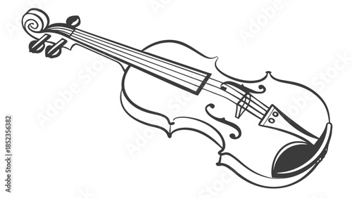 Beautiful elegant violin illustration in black and white
