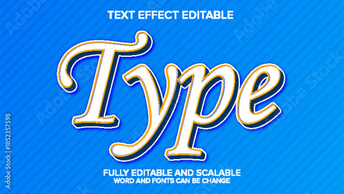 3d text effect type vector editable