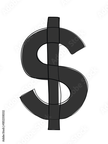 Dollar symbol in the form of a continuous line drawing.