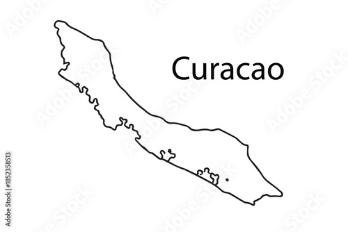 A clean simple vector displays the map of Curaçao with a modern minimal style, emphasizing location, identity, and clarity for travel, geographic, and cultural design use.