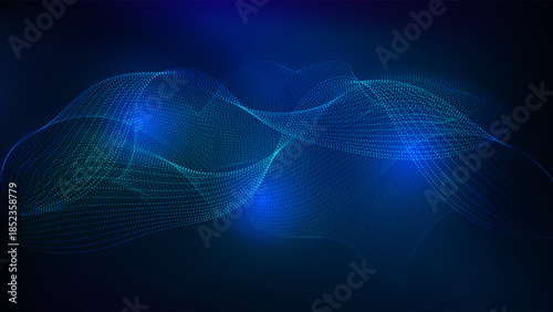 Abstract technology data flow background with glowing particles