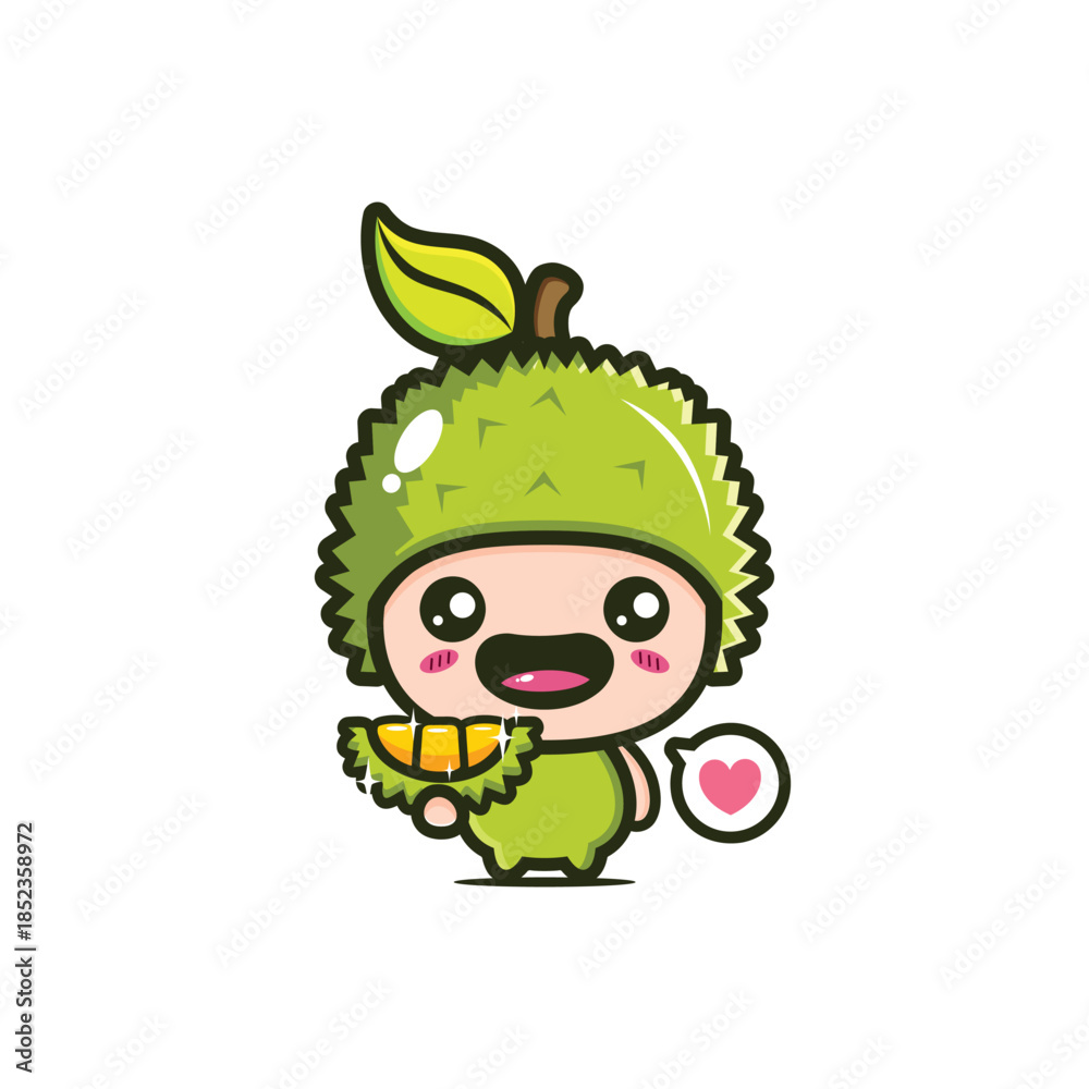 Obraz premium cute cartoon durian mascot chibi