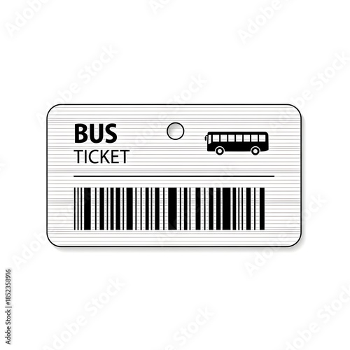 Flat black and white icon of a city bus ticket card