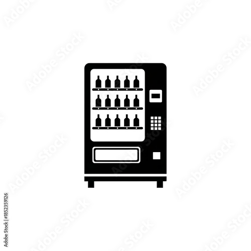 Flat black and white icon of a quiet vending machine