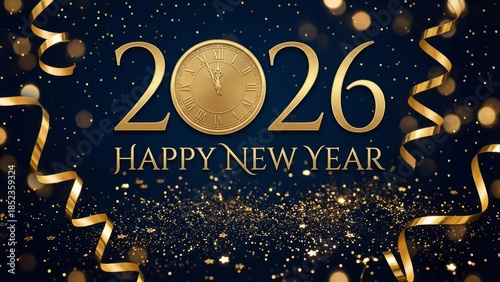 New year celebration 2026 greeting with festive confetti and lights