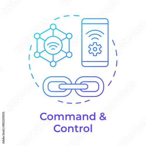 Command and control blue gradient concept icon. Remote configuration, network management. Round shape line illustration. Abstract idea. Graphic design. Easy to use in brochure, booklet