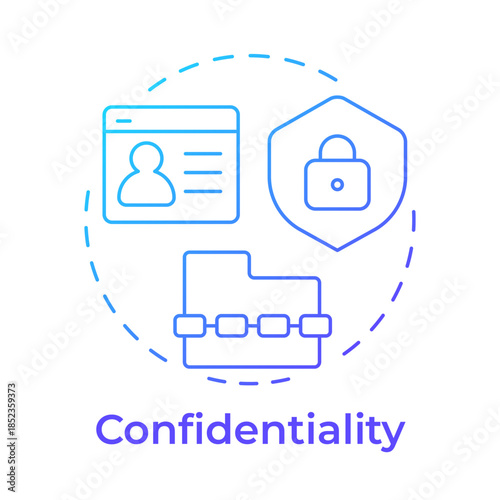 Confidentiality blue gradient concept icon. Access control, data encryption. Legal compliance. Round shape line illustration. Abstract idea. Graphic design. Easy to use in brochure, booklet