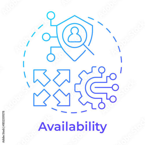 Availability blue gradient concept icon. Data privacy, process management. Business system. Round shape line illustration. Abstract idea. Graphic design. Easy to use in brochure, booklet