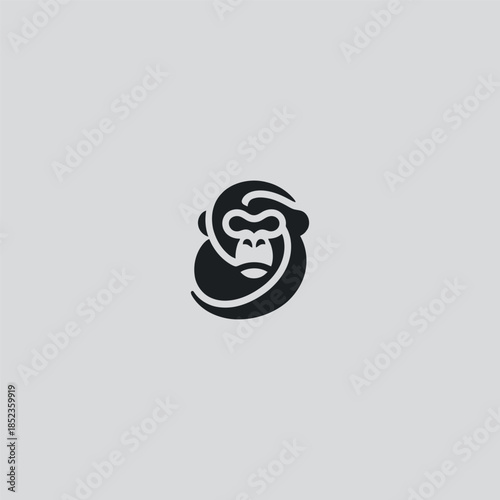Simple ape head logo in bold minimalist line art style.