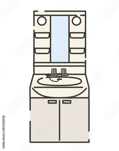 古めかしいデザインの住宅洗面所イラスト
