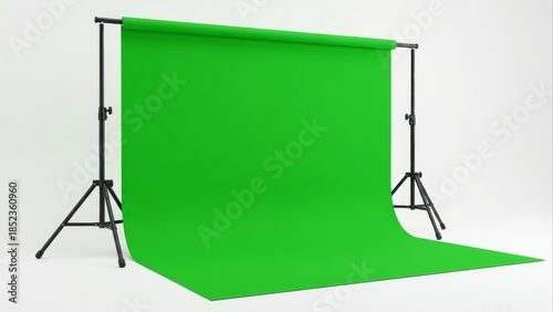 Empty green screen studio background for content creation