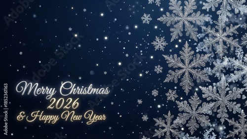 Winter snowflakes festive background with holiday greeting