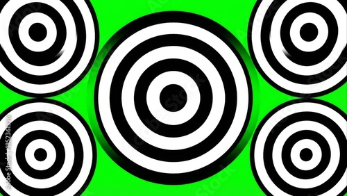 Concentric circles on vibrant green background abstract pattern