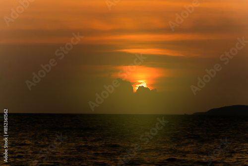 A scenic spot to take pictures of the sunset at Pattaya City in the evening