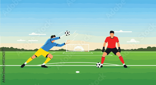 Soccer Goalkeeper Defends Against Strike on Green Field