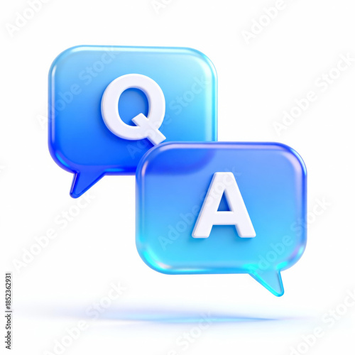 3D Illustration of Q and A Speech Bubbles