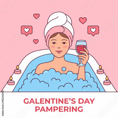 Galentine's Day Pampering A Relaxing Bath with Wine and Hearts