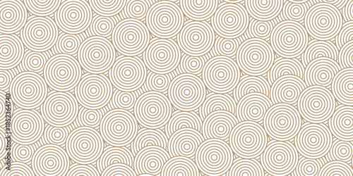 Art deco arc seamless wave pattern with gold circle arch stripe line, fish scale, repeat lattice background, vector illustration.