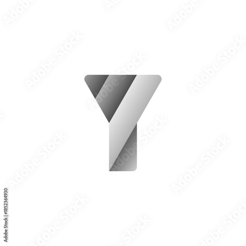 A minimalist, abstract, grayscale letter Y logo with a layered, dimensional effect.