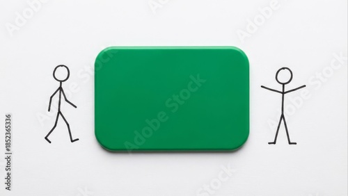 Simple figures and a blank green rectangle for text or graphics