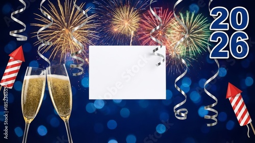 Celebration new year event festive fireworks champagne toast copy space