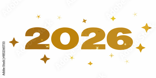 Golden new year 2026 celebration with sparkling star confetti design