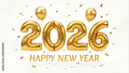 Golden balloon numbers 2026 celebrate new year festive occasion