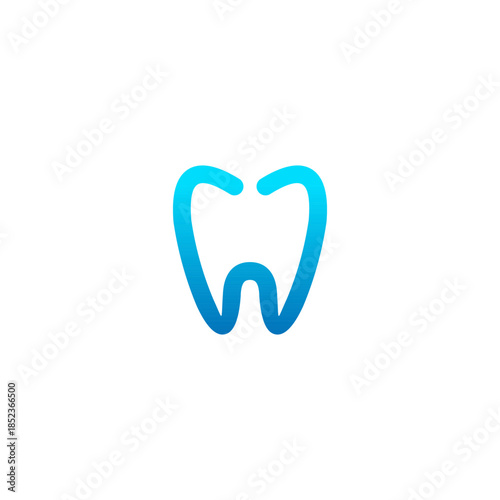A minimalist blue outline of a tooth with a subtle gradient, symbolizing dental care and oral hygiene.