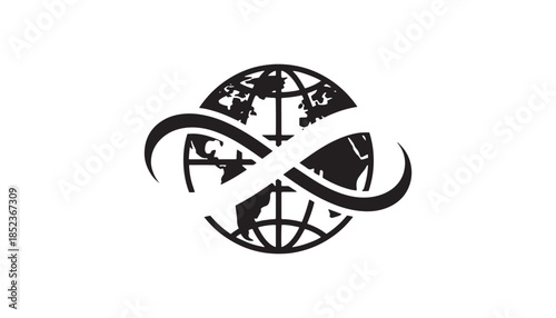 Global Globe with Wavy Ribbon Symbol