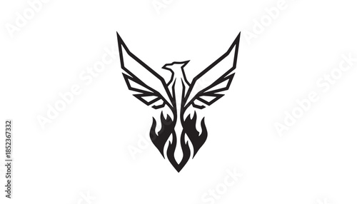 Phoenix emblem with stylized wings and fire