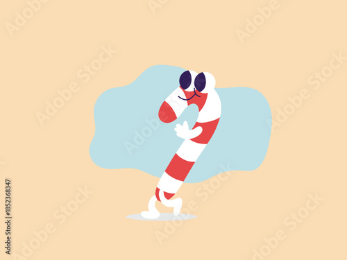 Cute Candy Cane Character Illustration Design