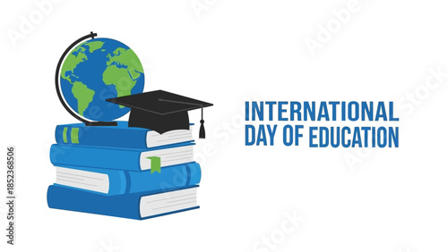 Celebrating International Day of Education with Books, Graduation Cap, and Globe