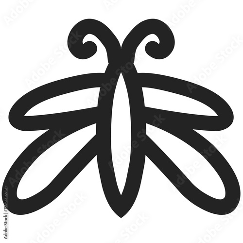 Minimalist Butterfly Line Art Icon PNG