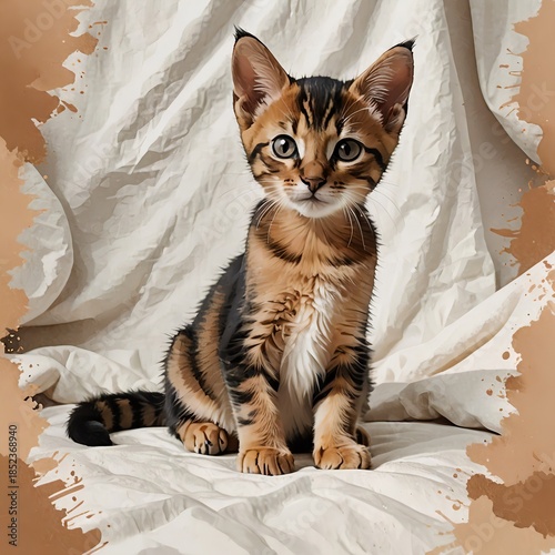 座ってひと休みするアビシニアンの子猫