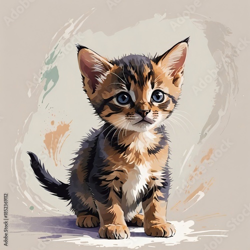 アビシニアンの子猫が座ってポーズを決める姿