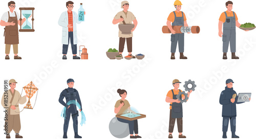 Adobe IllustrDiverse Collection of Professional Characters and Craftsmen Vector Illustration Setator Artwork