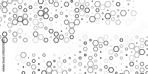 Modern Black and White Hexagon Geometric Pattern Seamless Vector Illustration with Minimalist Honeycomb Structure and Repeating Abstract Symmetry