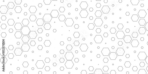 Modern Black and White Hexagon Geometric Pattern Seamless Vector Illustration with Minimalist Honeycomb Structure and Repeating Abstract Symmetry
